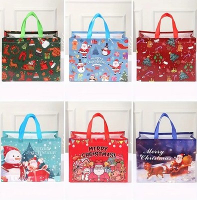 Weihnachten Geschenktüten groß Tragetasche wiederverwendbar Einkaufstasche Xmas Santa Schneemann Deko