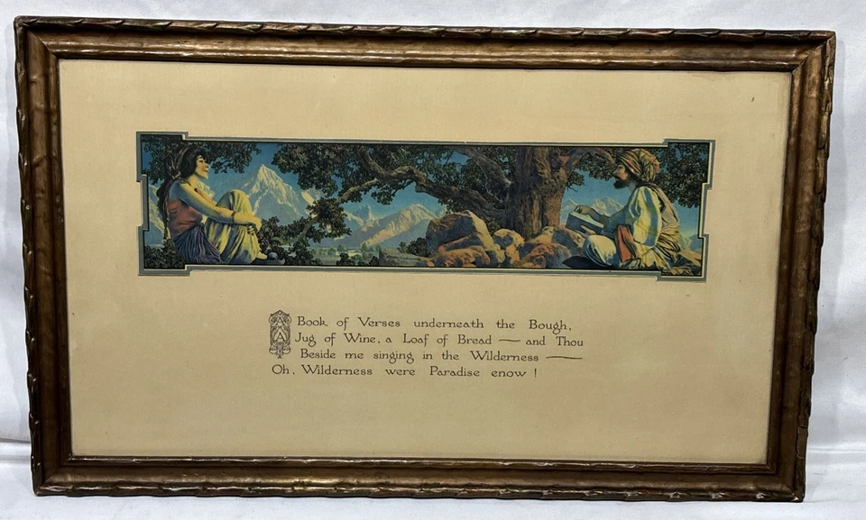 Antique 1918 Maxfield Parrish "Rubaiyat" Volchrome Print CA Crane Gilt Framed - Image 2 of 4