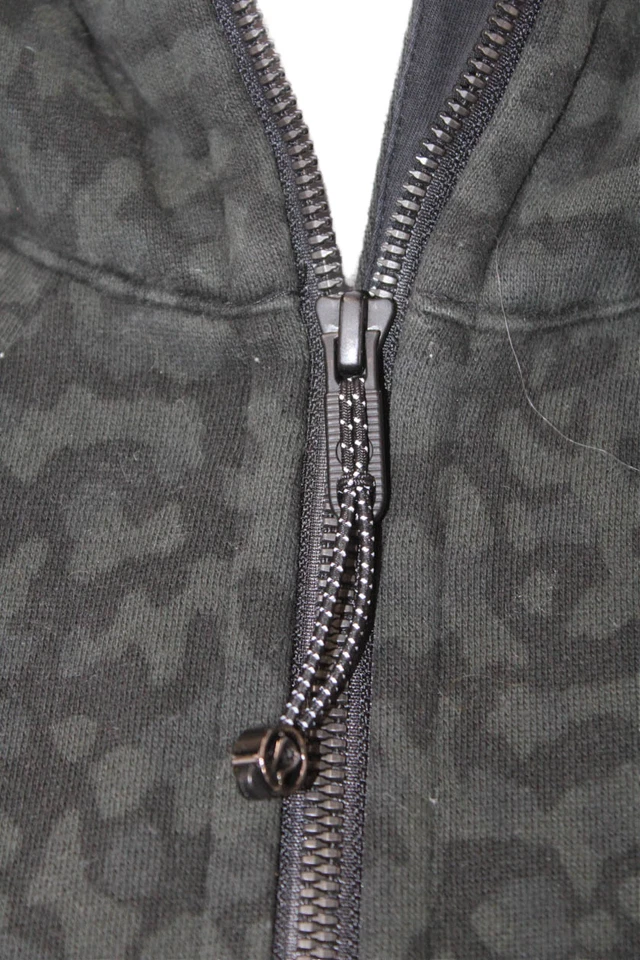 Sudadera con Capucha Lululemon Mujer Cremallera Completa Cuello Alto Estampado Leopardo Algodón Negro Talla 4 Foto 4 de 4