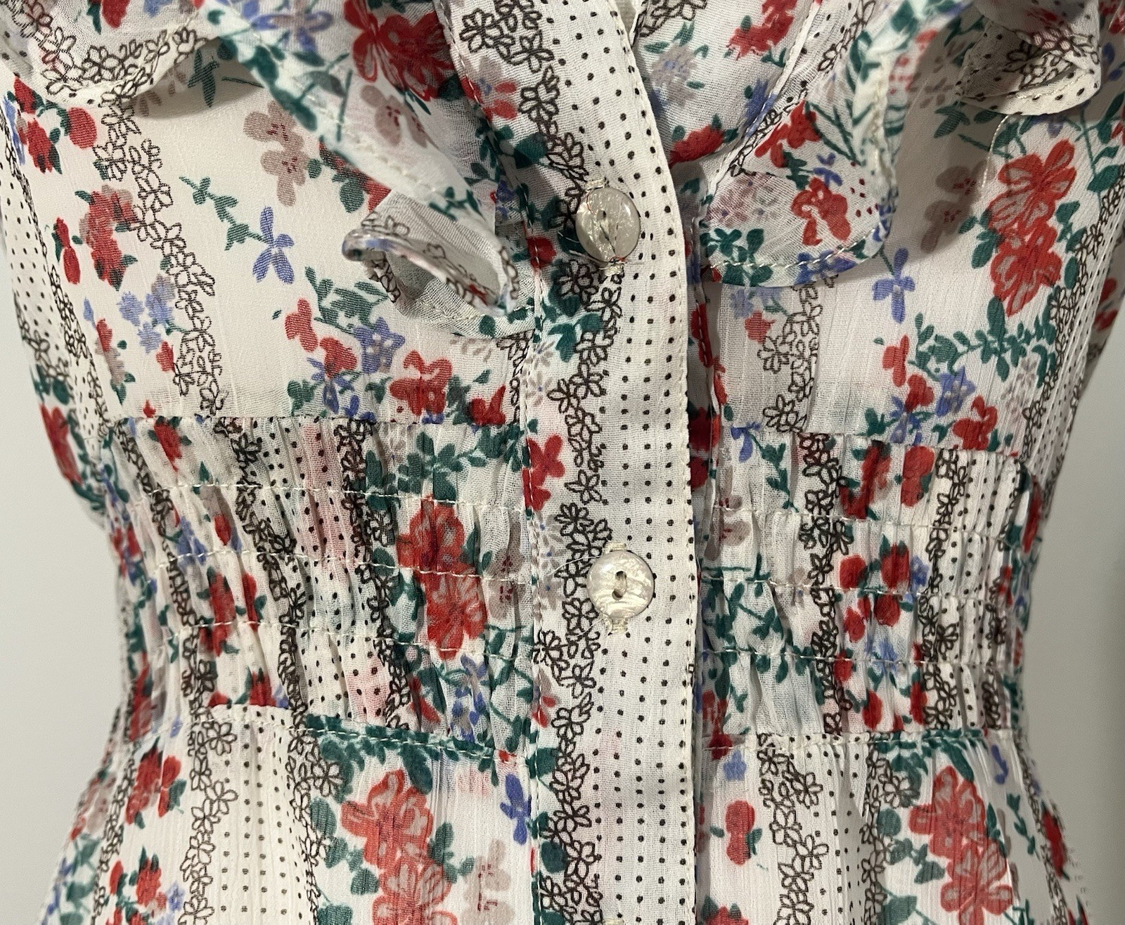 Y2K Twenty One Ruffle Boho Prairie Cottage Floral Tie Back Mini Dress Women’s S