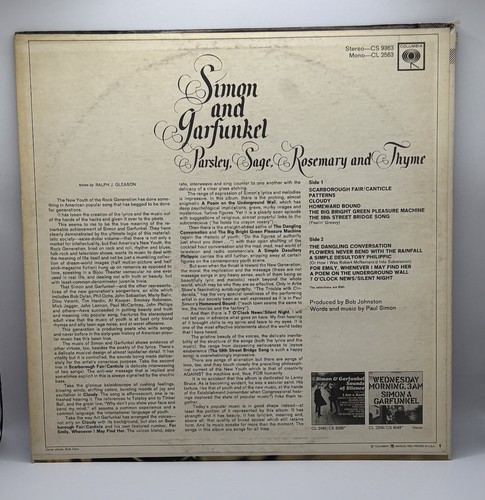 Simon and Garfunkel - Parsley, Sage, Rosemary and Thyme (1966, Vinyl LP) - Picture 3 of 6