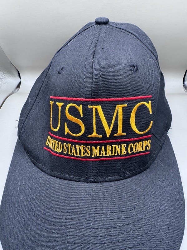USMC Marine Corp baseball Cap Snapback Made In USA Veteran Active Yellow Blue