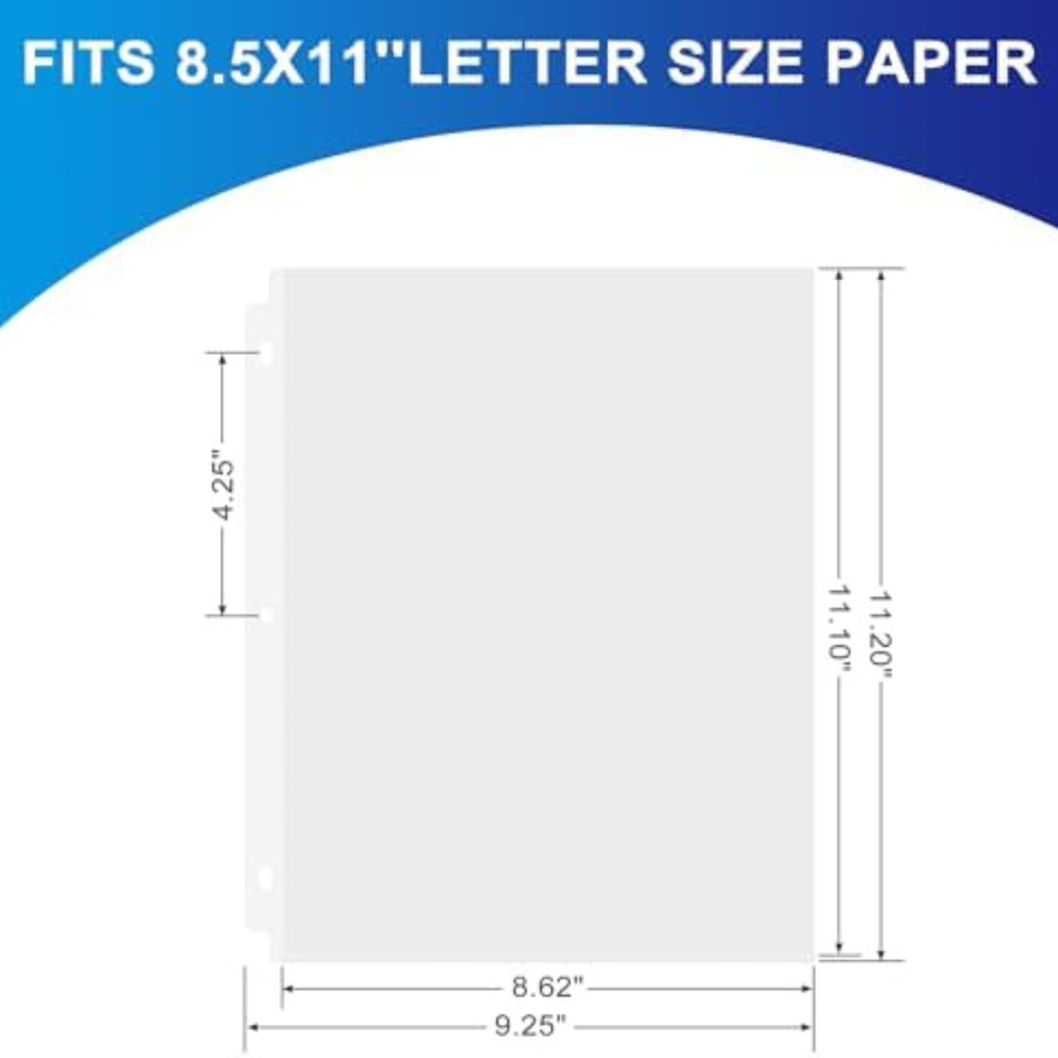 65 Pack Clear Sheet Protectors, 8.5 x 11 inch Page Protectors for 3 ...