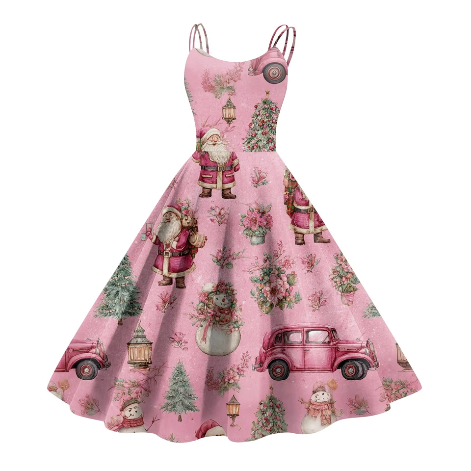 Women's Christmas Dress  Sleeveless Party Dress Trendy Swing A-Line Flare Dresse - image 3 of 4