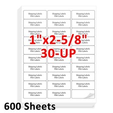 600 Sheets 1"x2-5/8" Address Shipping Labels Stickers 30-UP for Inkjet and Laser