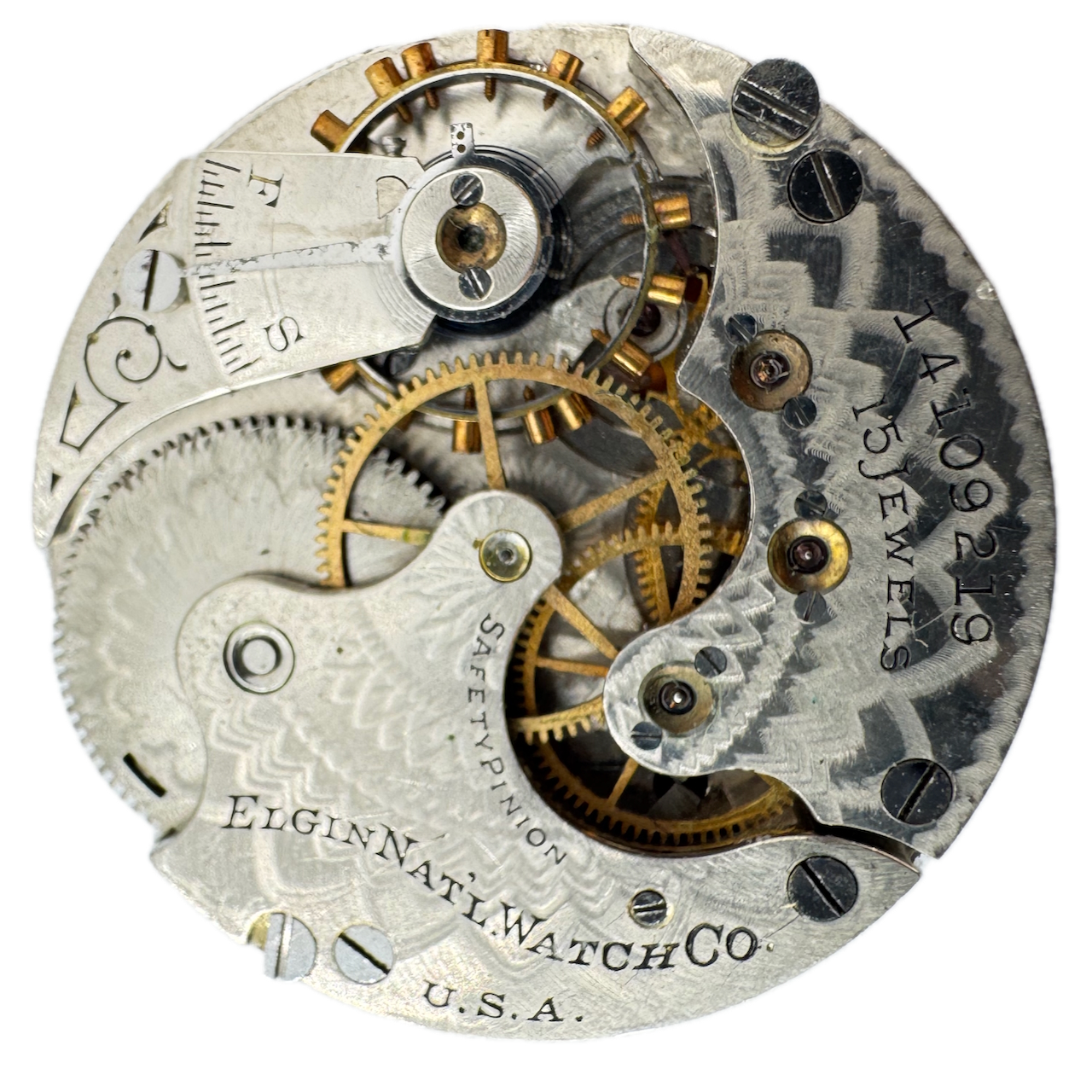 Antique 1910 Elgin 15J Hunter Pocket Watch Movement 6s 295 USA Mechanical