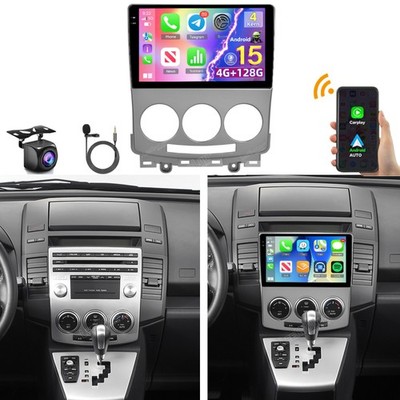 4G+128GB Android 15.0 Autoradio Für Mazda 5 CR19 2005-2010 Carplay BT WLAN +KAM