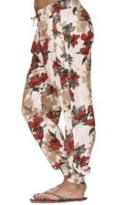 Florale Damen-Hose Loungehose elastischem Bund und Kordelzug  Gr.M/L, XL/XXL