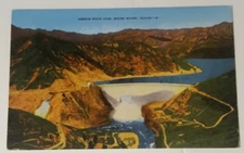 Vintage IDAHO postcard  Arrow rock  Dam Boise River AERIAL view 1930s