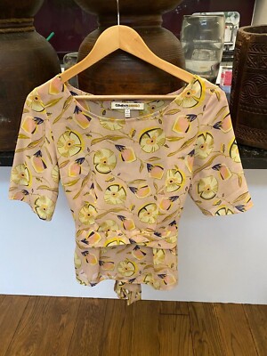 Clements Ribeiro Blush Multicoloured Short Sleeves Draped Tied Top UK 10/12 M