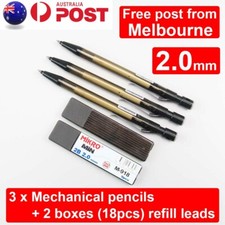 3 + 2 2mm 2B Automatic Mechanical Pencil & Black Refill Leads Drafting Drawing
