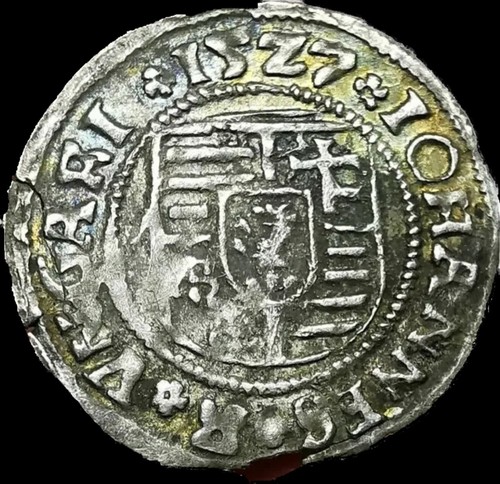 Jhon I. Zapolya 1527 KT Silver Denar. Medieval TRANSYLVANIA .Nice Toning