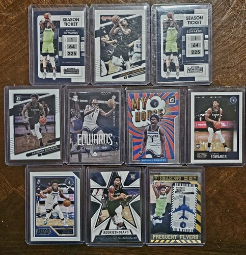 Anthony Edwards Rookie Card Lot 10 Cards Total! Optic, Contenders, Panini  Ex.