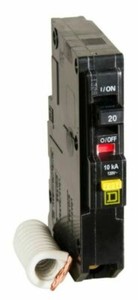 Square D QO120GFICP 120 VAC 20A Mini Ground Fault Circuit Breaker - Black