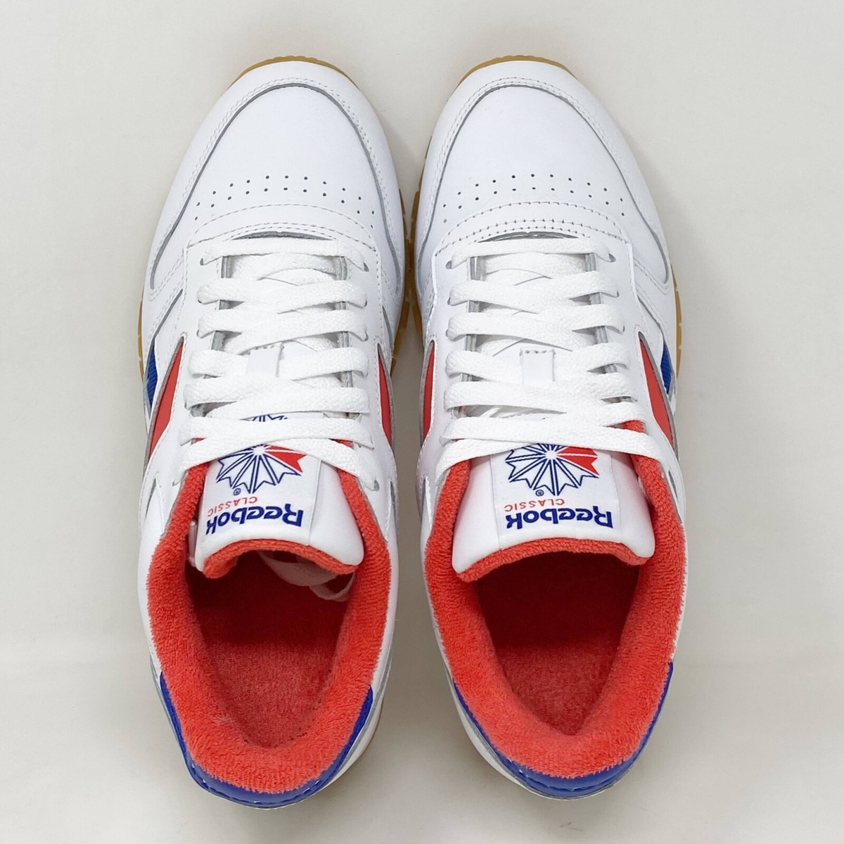 Reebok Classic CL Leather Mark White Red Shoes EF7846 Men's