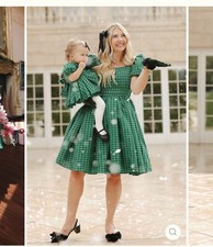 IvyCityCo Holiday Dress Gown Green Plaid Christmas Seasonal