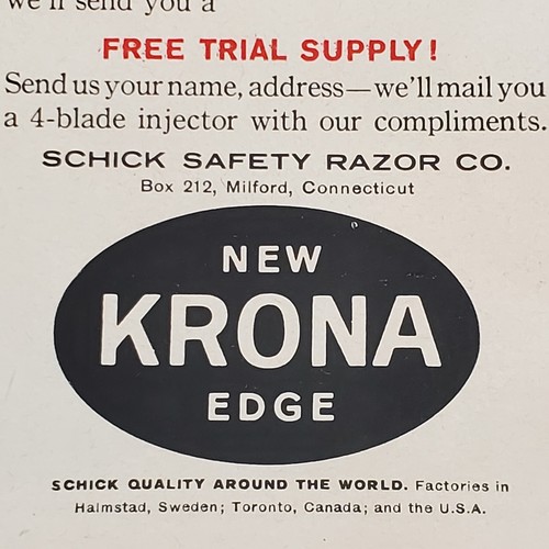 Ad Schick Razors Print Art Injector Blade Krona Comfort 1961 Advertisement - Picture 7 of 12