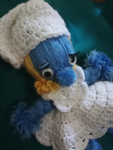 Smurfette Handmade Yarn 12" Doll Crocheted Clothing - Picture 5 of 5