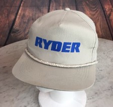 Vintage RYDER Mens Trucker Hat w Rope Gray w Blue Logo Snapback Poly Cotton