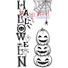 Deep Red Stamps Halloween Pumpkins Rubber Cling Stamp