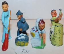 Old MANOIL 1930s Dimestore Civilians, Women Working, 4 Pieces D1