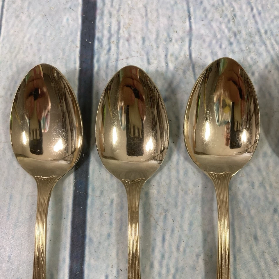 6 золотых чайных ложек Barclay Geneve Flatware ST MORITZ Япония — 6,25 дюйма - Изображение 2 из 4