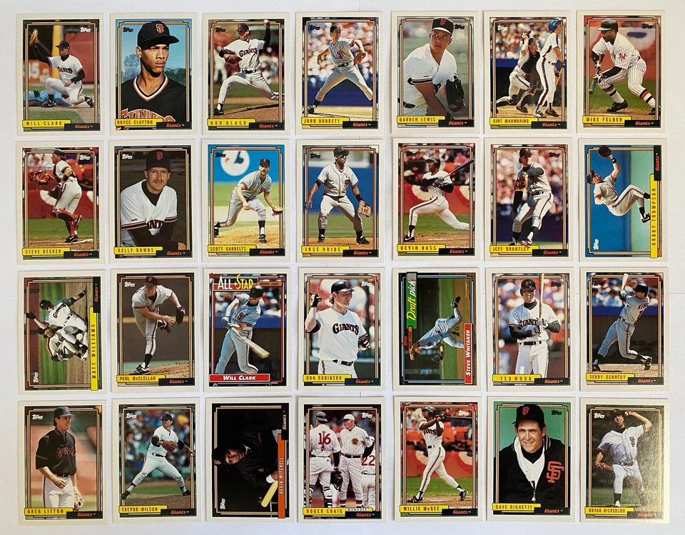 Juegos de equipo base Topps 1990-99 de los Gigantes de San Francisco (incl. Bonds, Clark, más) Foto 4 de 4