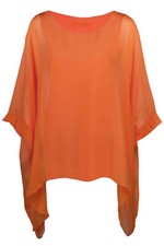 Seidentunika für Damen made in italy Fledermaus-Ärmel Viele Farben 38 40 42 44