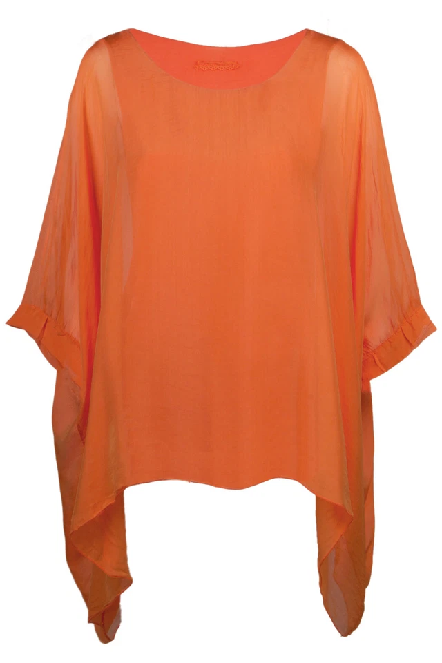 Seidentunika für Damen made in italy Fledermaus-Ärmel Viele Farben 38 40 42 44 - Bild 4 von 4