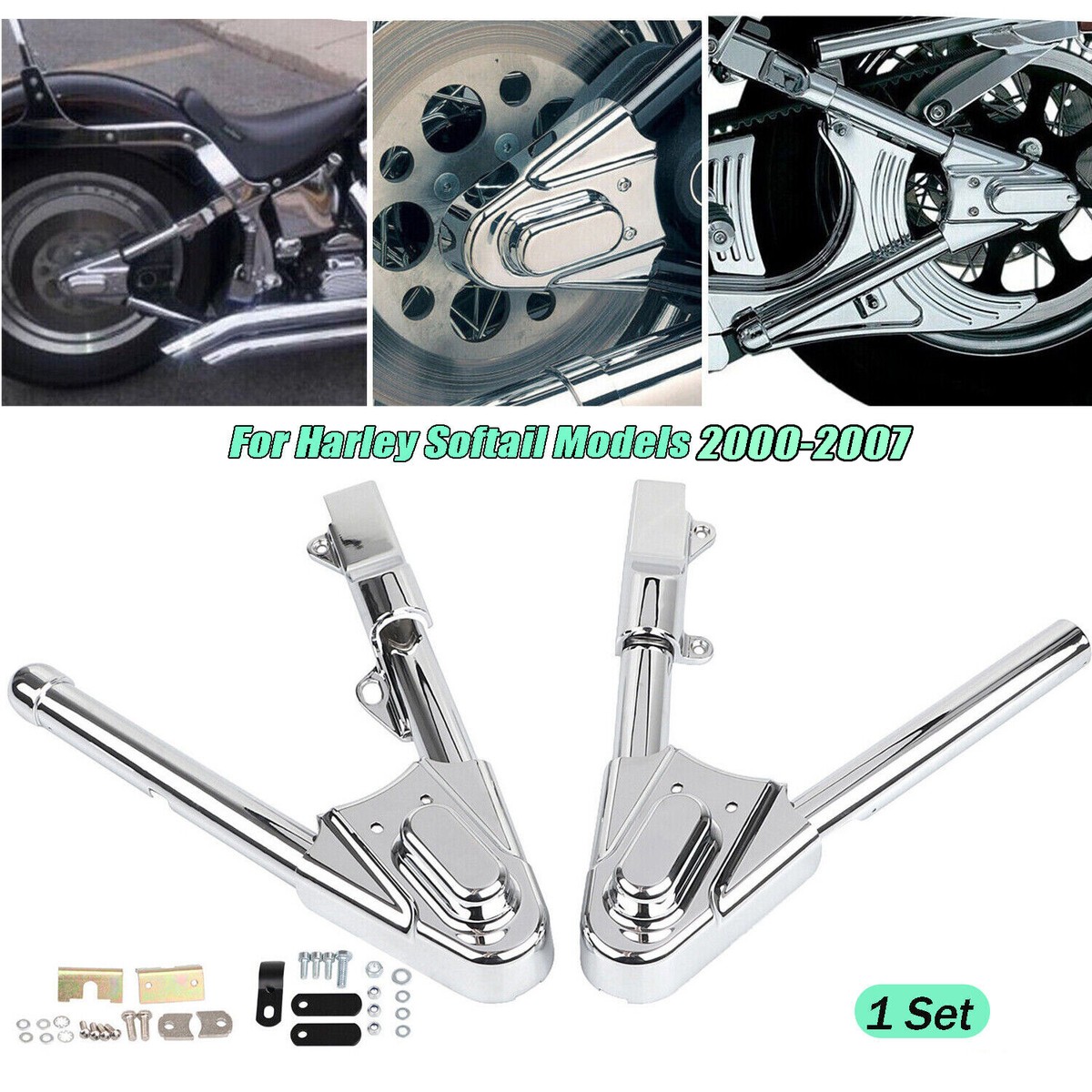 2000-2007 Harley Softail Swingarm Covers w/ Phantom Axle Cover