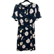 Loft Outlet Womens Dress Floral Fit & Flare Ruffled Sleeves Lined Blue Size SP