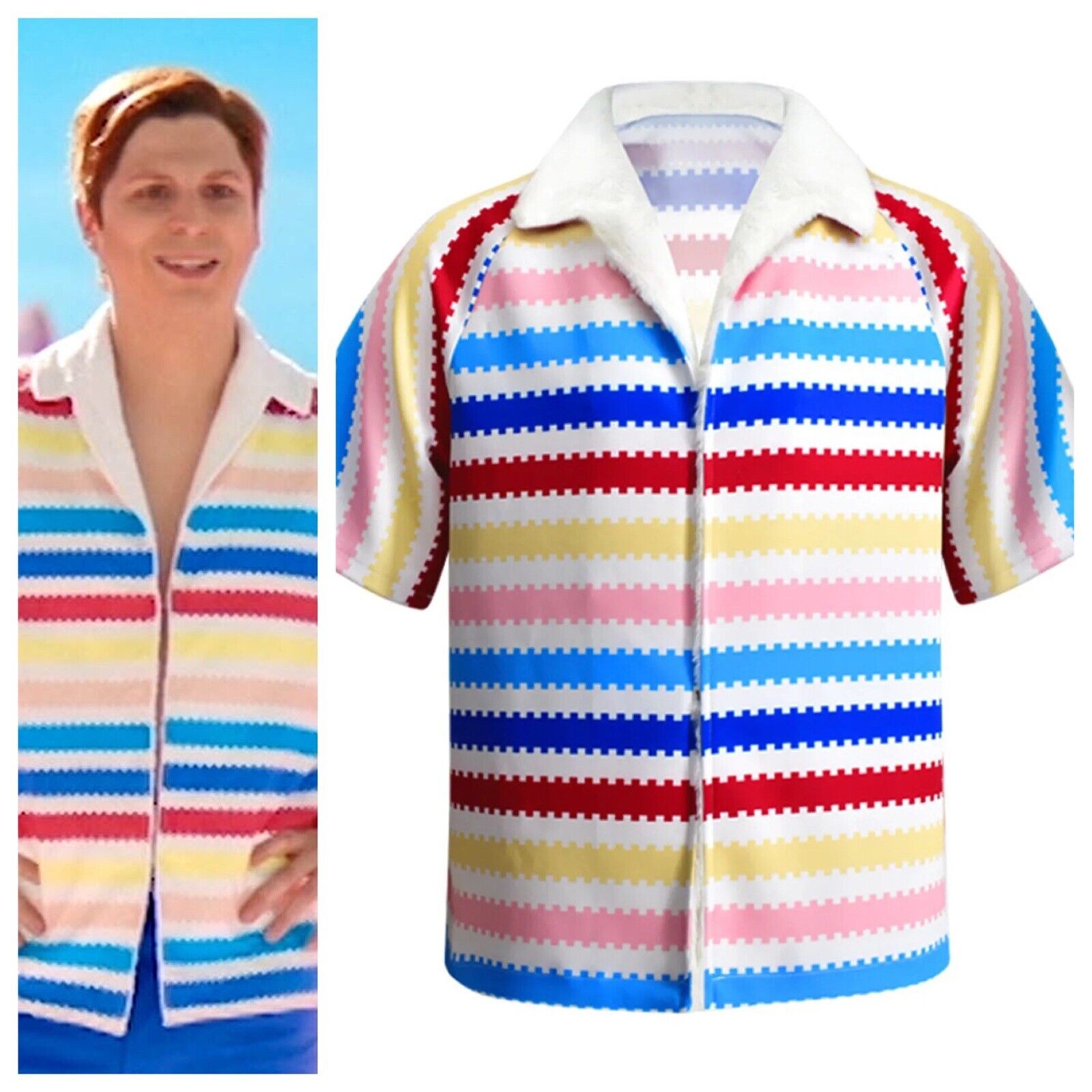 Barbie Allan Striped Button Up Shirt Costume - Rockatee