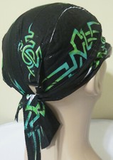 Cotton Skull Cap Motorcycle Bandana Head Wrap Doo Rag Dorag Tribal Tattoo, Black