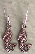 MERMAID EARRINGS - Pewter with Sterling Silver Ear Wires