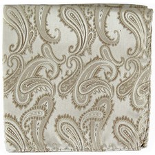 New Brand Q Men's micro fiber Pocket Square Hankie Only paisley Beige prom
