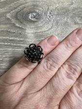 Vintage Ring Flower 4 3/4 Floral Cluster Silver Color Bin 48