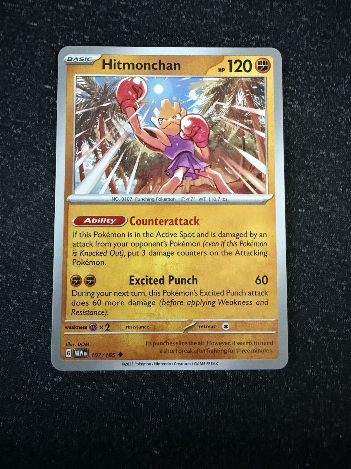 Hitmonchan 107/165- Pokemon 151- Regular Uncommon- NM/M