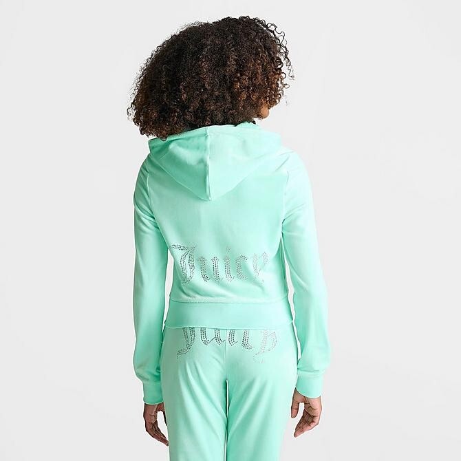 【Juicy Couture】 OG BIG BLING VELOUR HOODIE Tint Of Mint Juicy Couture OG Big Bling Velour Zip-Up Womens Hoodie Mint