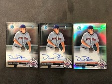 Lot (3) DAVID PETERSON 2017 Bowman Draft Chrome Autograph 1 Refractor + 2 Base