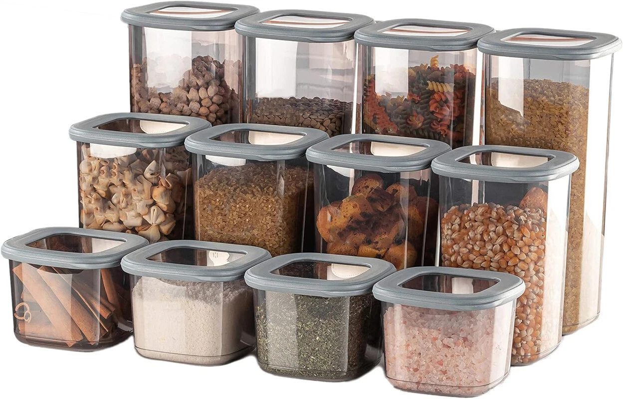 Set of 12 Stackable Storage Containers with Lids BPA-Free Plastic