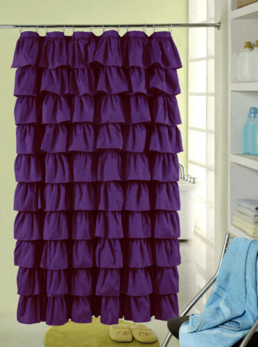 Ruffle Fabric Shower Curtain Assorted Color - Picture 8 of 60