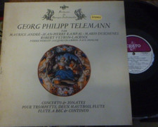 MAURICE ANDRE  JEAN-PIERRE RAMPAL  VEYRON-LACROIX /  TELEMANN  / ERATO STE 50276