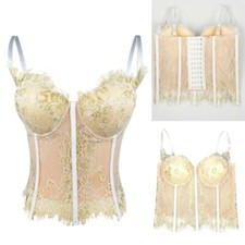 Eyelash Flower Lace Corset Camisole for Party Women Spaghetti Strap Bustier Vest