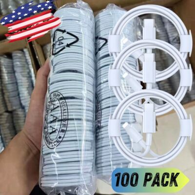 100 Pack 3ft 6ft Fast Charging Cable Quick Charger Charge PD 60W Power Sync Cord