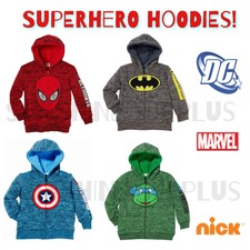 DC BOY'S SUPERHERO SHERPA FULL ZIP HOODIE SWEATERS - SPIDERMAN, BATMAN, MORE NWT