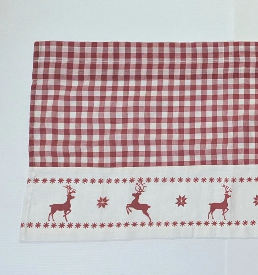Cenefa de Navidad con patrón de reno a cuadros rojo y blanco 16x60 Foto 2 de 4