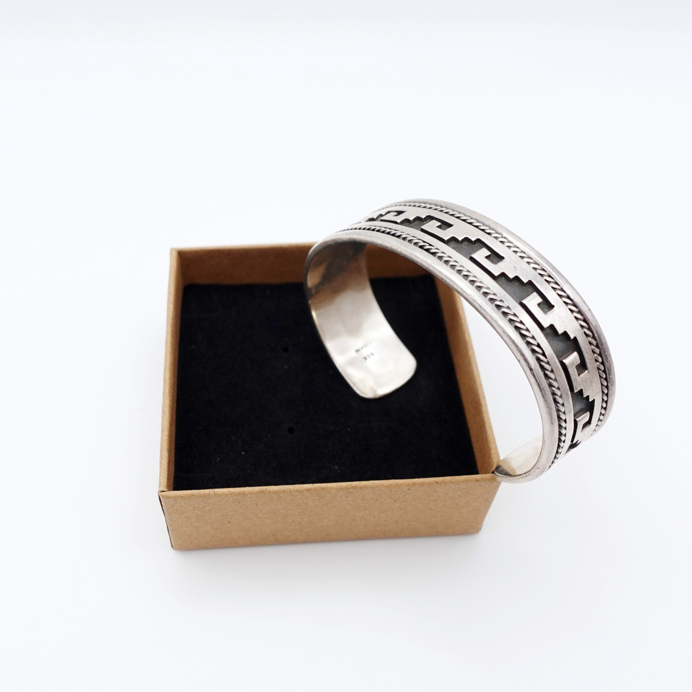 Solid Sterling Silver Overlay Cuff Bracelet with … - image 3