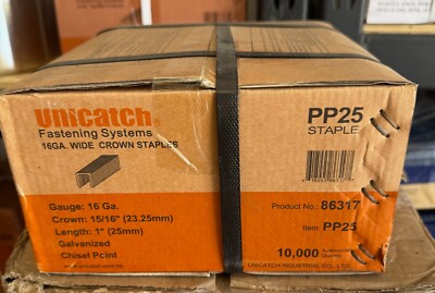 Unicatch GSW-16- 1''  (15/16'' Wide Crown) Staple 16 Ga Galvanized  (Paslode) 10M