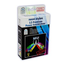 12 Premium Power Knicklichter - 6 Farben Mix - Spezial Haken Neon Ultra Hell NEU