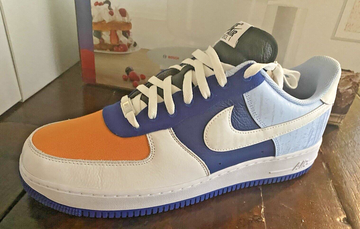 Nike Air Force 1 White Royal Blue Orange Knicks Mets Sneakers Size